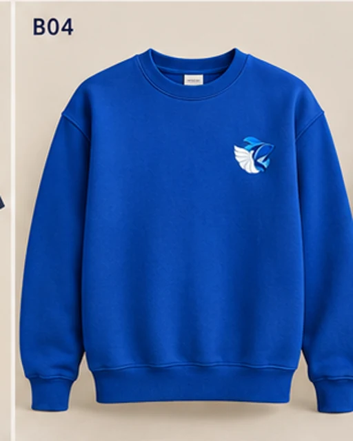 Crewneck bleu royal — maquette avant