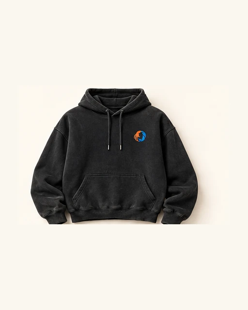 Hoodie noir délavé — maquette avant