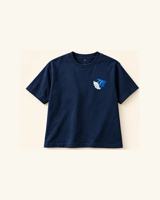 T-shirt classique bleu marine — maquette avant